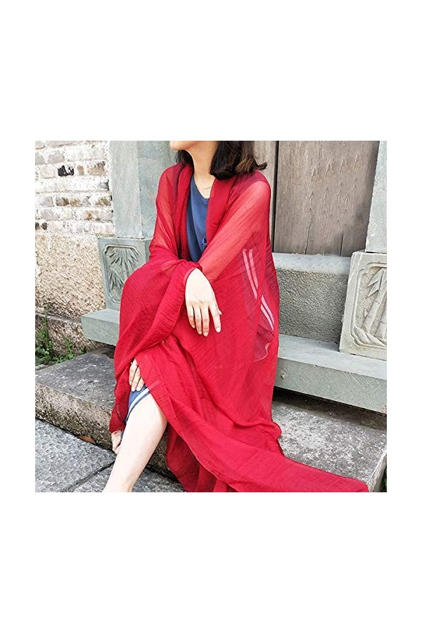 TZUFA Châle écharpe femme écharpe surdimensionné protection solaire châle doux en mousseline de soie plage bohème mode écharp