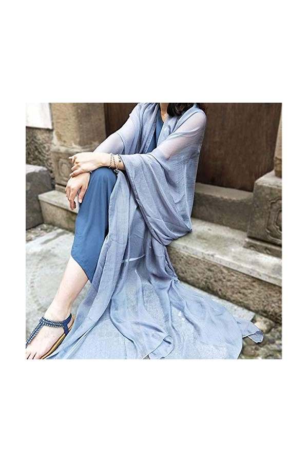 TZUFA Châle écharpe femme écharpe surdimensionné protection solaire châle doux en mousseline de soie plage bohème mode écharp