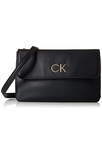 Calvin Klein, RE-LOCK DBL Sac bandoulière PBL Femme, Ck Black, Medium