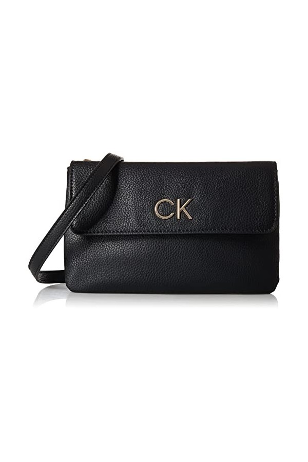 Calvin Klein, RE-LOCK DBL Sac bandoulière PBL Femme, Ck Black, Medium