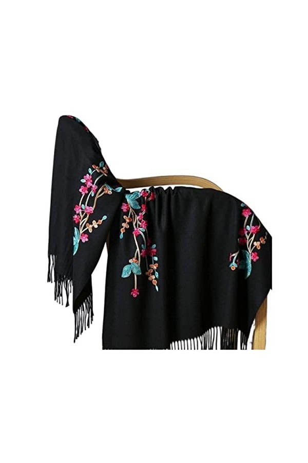 HALAHAI Écharpe Etole Foulard Echarpe Femmes Écharpe Broderie Hiver Écharpes Dame Glands Châles Et Enveloppes Châle Blue : B