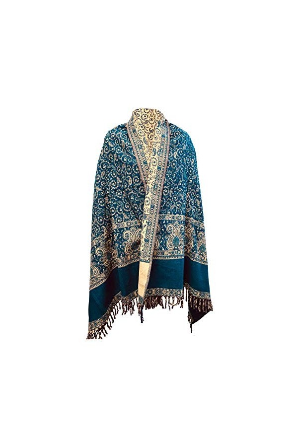 Écharpe dhiver douce et chaude en laine faite à la main Bleu sarcelle