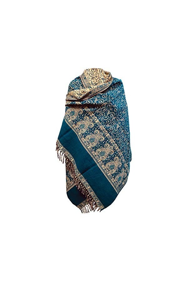 Écharpe dhiver douce et chaude en laine faite à la main Bleu sarcelle