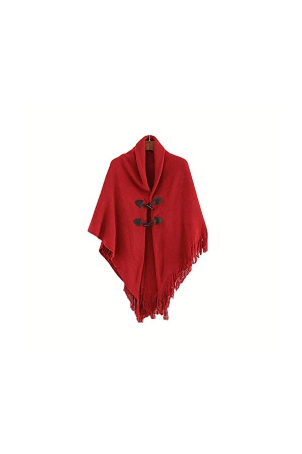 SUYGGCK Châle dhiver chaud solide ponchos et capes pour femmes châles surdimensionnés écharpe cachemire pashmina femelle-3