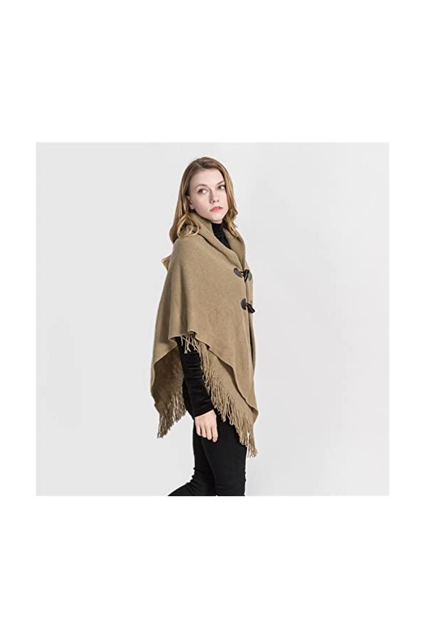 SUYGGCK Châle dhiver chaud solide ponchos et capes pour femmes châles surdimensionnés écharpe cachemire pashmina femelle-3