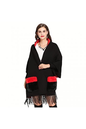 SUYGGCK Châle dhiver imitation cachemire cape ample streetwear femme manche châle châle fourrure poche femme écharpe surdime