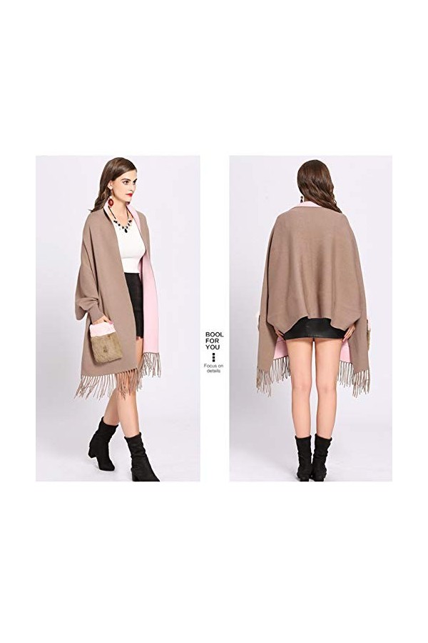 SUYGGCK Châle dhiver imitation cachemire cape ample streetwear femme manche châle châle fourrure poche femme écharpe surdime