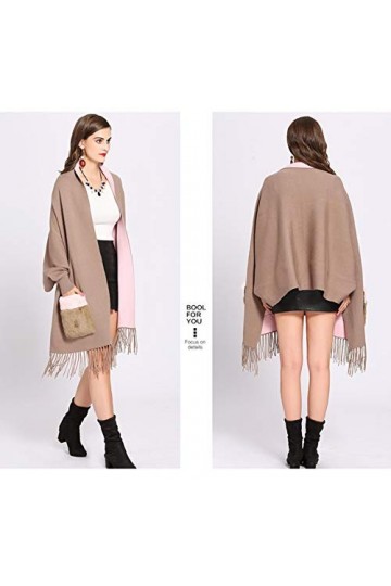 SUYGGCK Châle dhiver imitation cachemire cape ample streetwear femme manche châle châle fourrure poche femme écharpe surdime