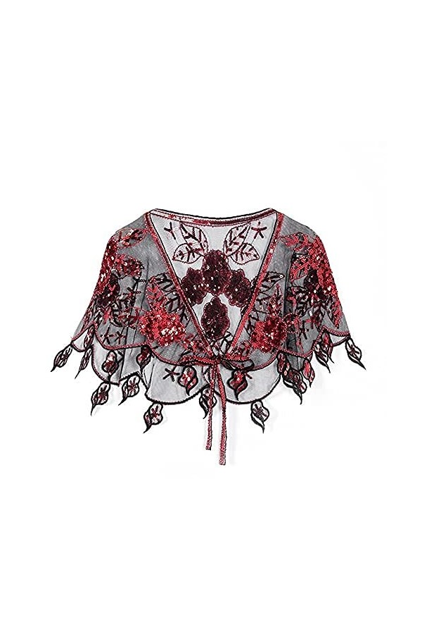 TYUXINSD Belle Écharpe Sun Sun Shawlsilver Femme Paillette Enroulée Châle Bridal Châle Perlée Élégante Party Mariage Jacket V