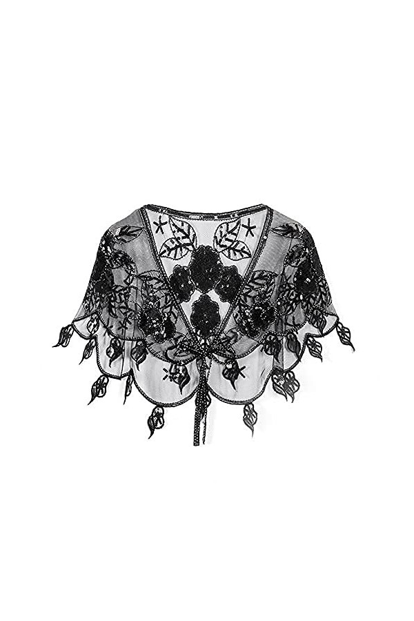 TYUXINSD Belle Écharpe Sun Sun Shawlsilver Femme Paillette Enroulée Châle Bridal Châle Perlée Élégante Party Mariage Jacket V