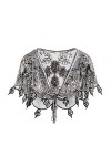 TYUXINSD Belle Écharpe Sun Sun Shawlsilver Femme Paillette Enroulée Châle Bridal Châle Perlée Élégante Party Mariage Jacket V