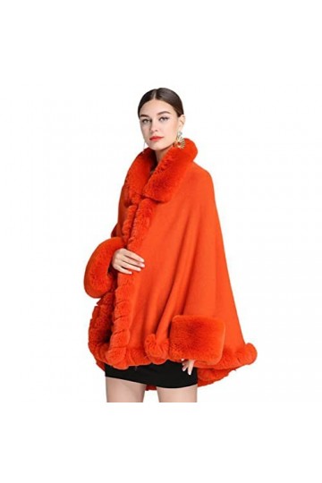 CFS_ALLOY Femme Coat Veste dhiver Chaud en Peluche Cape Halloween, Cadeau de Noël,Orange, orange Orange