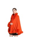 CFS_ALLOY Femme Coat Veste dhiver Chaud en Peluche Cape Halloween, Cadeau de Noël,Orange, orange Orange