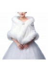 BESTORI Femmes Châle en Fausse Fourrure de Mariée Écharpe Hiver Chaude Étole pour Robe de Soirée Blanc