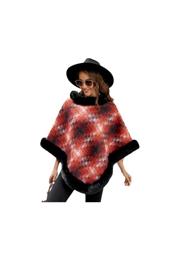 Femmes Col Rond Châle Cape Enveloppes Capes Chaudes Plaid tricoté Châle Cape Couverture Poncho en Peluche Couture Pulls F 
