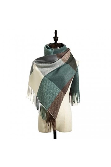 SERUMY Foulards Femmes dhiver Écarts Femelles Fausses Épargnes en Cachemire De La Mode Châle Châle À Double Usage-Green Coff