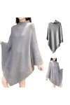 ZPLMIDE Shiny Womens Fashion Shawl, Womens Soft Thick Knitted Shawls Winter Warm, Elegant Inlaid Rhinestone shawls Grey,2XL