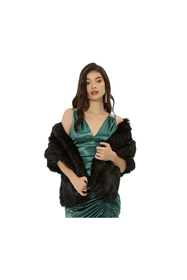 Allegra K Femme Châle Fausse Fourrure Elégant Fête de Mariage Cape Épaule Blanc M