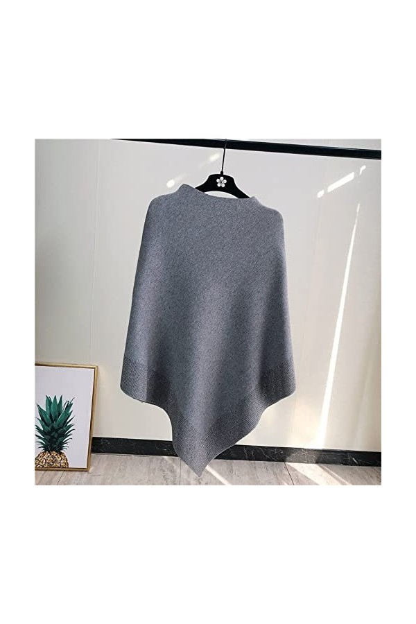 ZPLMIDE Shiny Womens Fashion Shawl, Womens Soft Thick Knitted Shawls Winter Warm, Elegant Inlaid Rhinestone shawls Grey,2XL