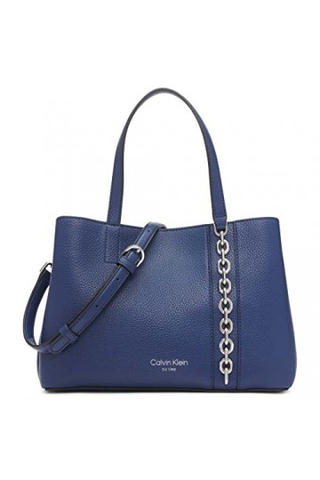 Calvin Klein Cartable Adeline Sac bandoulière 3 Compartiments Femme, Bleu médiéval, Taille Unique