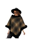 Femmes Plaid Tricoté Châle Cape Couverture Grande Taille en Peluche Couture Pulls Tricot Col Rond Châle Cape Enveloppes Capes