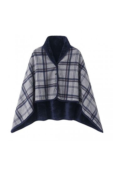 Exbert Écharpe de cape, châle poncho à carreaux pour femmes, couverture en flanelle de châle doux, châle en polaire chaud et 
