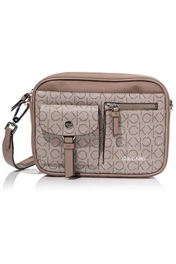 Calvin Klein Rossa Smooth Novelty Organizational Top Zip Crossbody, Bandoulière Femme, Taupe/Taupe Amande, Taille Unique