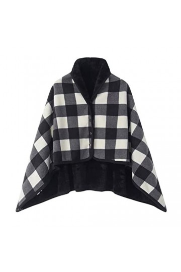 Exbert Couverture chaude d’hiver multifonctionnelle, châle de cape de poncho pour femmes, couverture de poncho en polaire, co