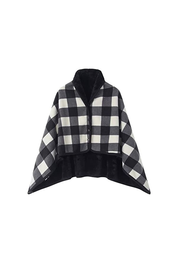 Exbert Couverture chaude d’hiver multifonctionnelle, châle de cape de poncho pour femmes, couverture de poncho en polaire, co