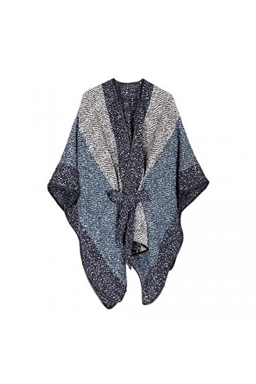 Virtuoa-Art Femmes Poncho Cachemire Capes Cardigan - Hiver Irrégulier Avant Cravate Ceinture Poncho pour Dames Ponchos Cuir O