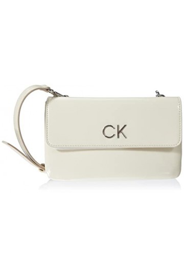 Calvin Klein RE-Lock DBL XBODY W/Flap SAFF, Sac Femme, Blanc, Taille Unique