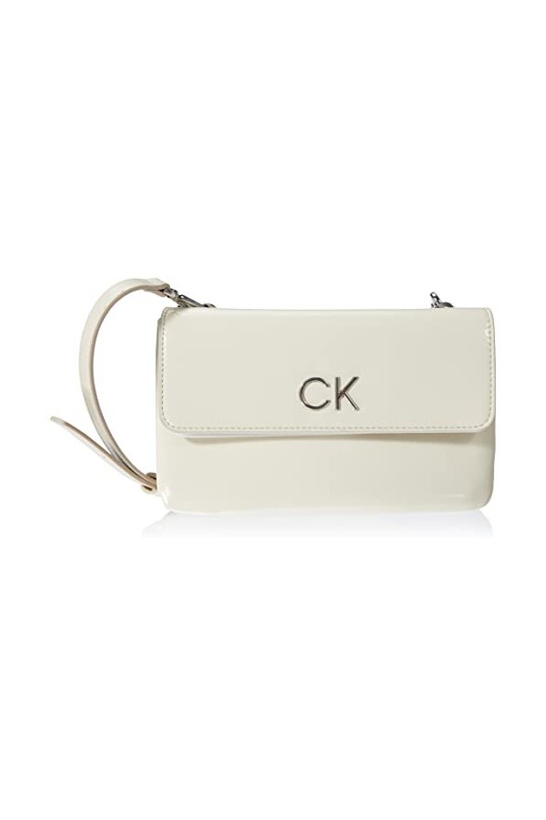 Calvin Klein RE-Lock DBL XBODY W/Flap SAFF, Sac Femme, Blanc, Taille Unique