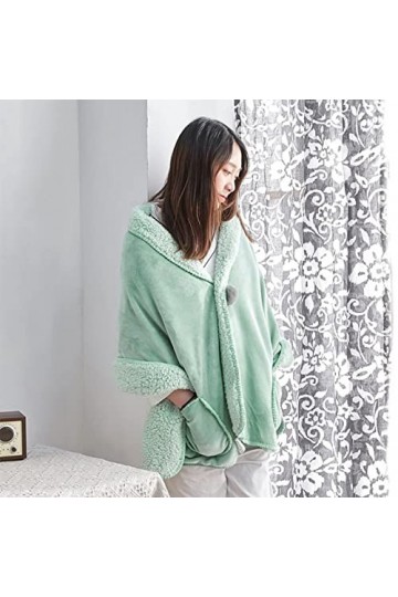 TEMKIN Veste de lit boutonnée en Polaire Douce avec Poches, Couverture Poncho pour Femme, enveloppe Polaire Confortable, enve