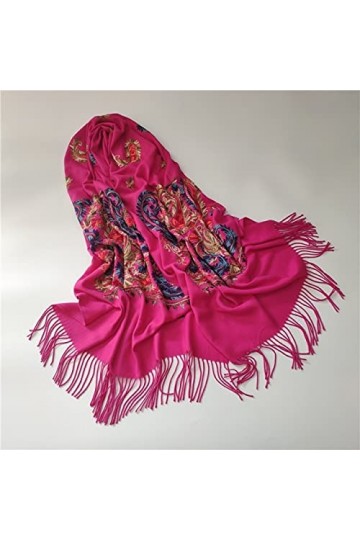 BOSUGE Châles, écharpes, écharpe Femme écharpe Broderie Florale Hiver Cachemire écharpe Dames châle Wrap Color : Plum 