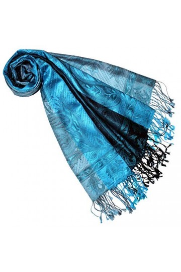 Lorenzo Cana Pashmina Foulard jacquard tissé 100 % soie Motif cachemire Écharpe en soie pashmina Multicolore 70 x 190 cm - - 