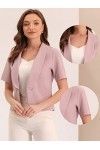 Allegra K Cardigan décontracté à col châle Ouvert sur Le Devant pour Blazer de Costume de Bureau à Manches Courtes pour Femme