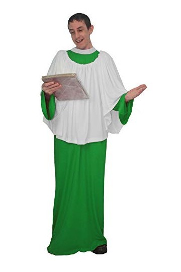 The Dragons Den Costume de chœur religieux ou chanteur déglise pour adultes Vert Taille S/M