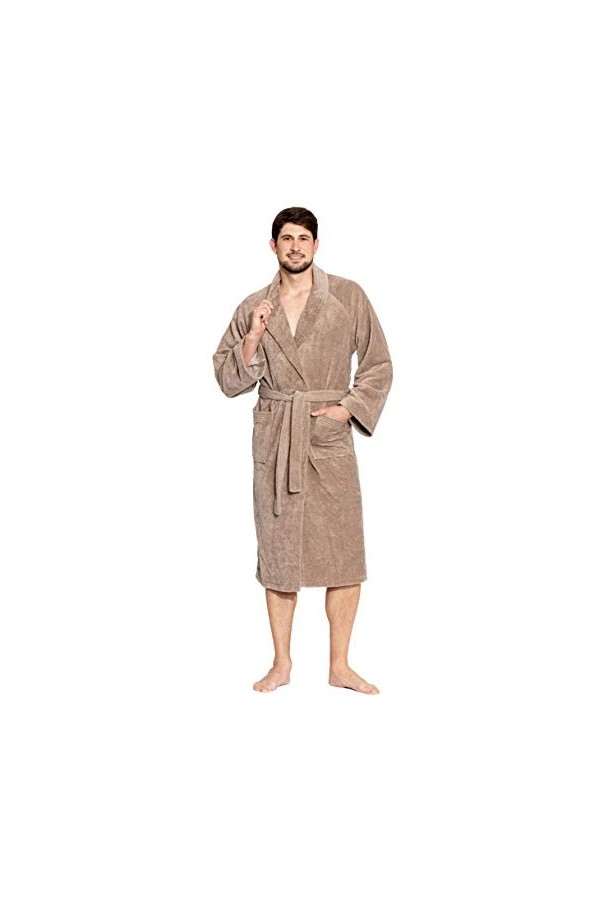 ZOLLNER Peignoir, unisexe, matériau polyester coton bambou, L, blanc