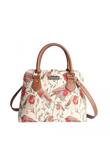 Tapisserie Siganre Sac à Main Femme, Sac Dépaule, Sac Porté épaule, Sac Bandoulière Femme avec des Dessins doiseaux Robin 