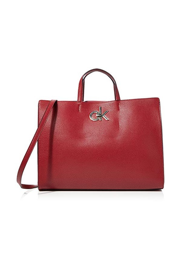 Calvin Klein Re-lock Tote, Sacs bandoulière femme, Rouge Barn Red , 1x1x1 cm W x H L 