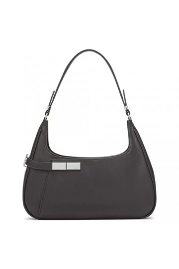 Calvin Klein Sac à bandoulière Jade Top avec Fermeture éclair, Zip Femme, Noir/Argent, Taille Unique