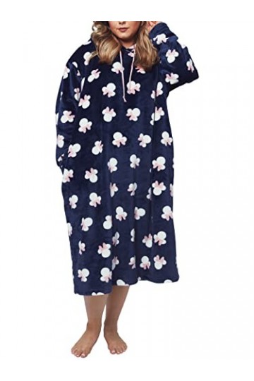 Disney Vêtements dintérieur à Capuche en Polaire surdimensionnée pour Femme Minnie Mouse Bleu Taille Unique
