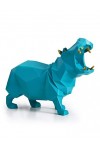 Amoy-Art Statue Hippopotame Décor Figurine Animaux Sculpture Résine Arts Bleu 18cm
