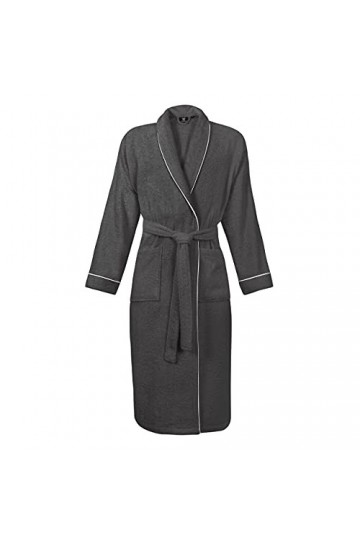 LAYNENBURG Peignoir homme en éponge - col châle - long - 100% coton 360g/m2 - OEKO TEX Standard 100 - Taille L, Bleu 