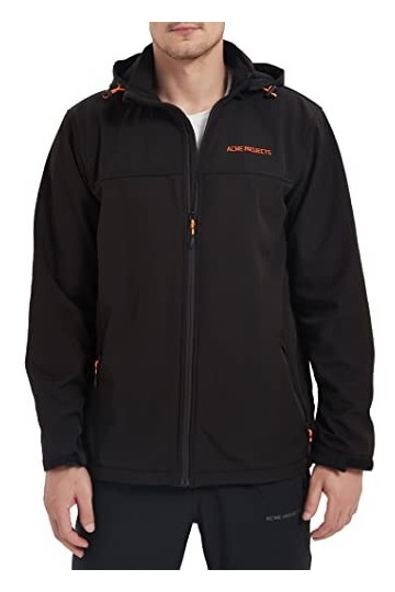 Acme Projects Veste Softshell pour Homme avec Capuche Amovible, imperméable, Respirante, 8000 mm / 5000 g, Fermeture à glissi