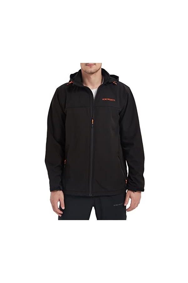 Acme Projects Veste Softshell pour Homme avec Capuche Amovible, imperméable, Respirante, 8000 mm / 5000 g, Fermeture à glissi