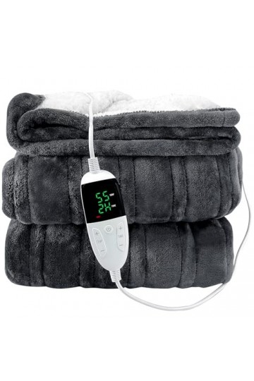bybule Couverture chauffante,150 * 130cm, couverture chauffante douce et douillette avec 6 niveaux de température,2 à 10 heur