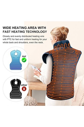 Olycism Coussin Chauffant Electrique pour le Dos Nuque Épaules la Nuque 60 x 100 cm Chauffage du Dos avec Arrêt Automatique C