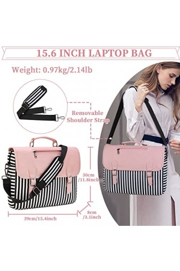 Sac Ordinateur Femme,RAVUO Léger Sac à Bandoulière Sac Cartable Porte Document Sacoche PC Portable 15.6 Pouces Sac à Main ave