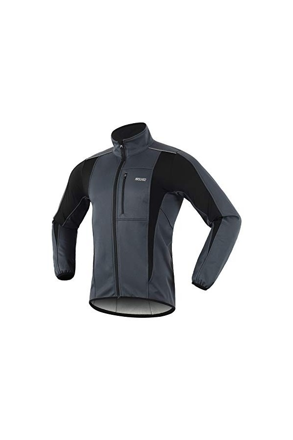 ARSUXEO Veste de Cyclisme Hommes imperméAble Coupe-vent Softshell Hiver Thermique Respirant VéLo VêTements DExtéRieur 15K ve